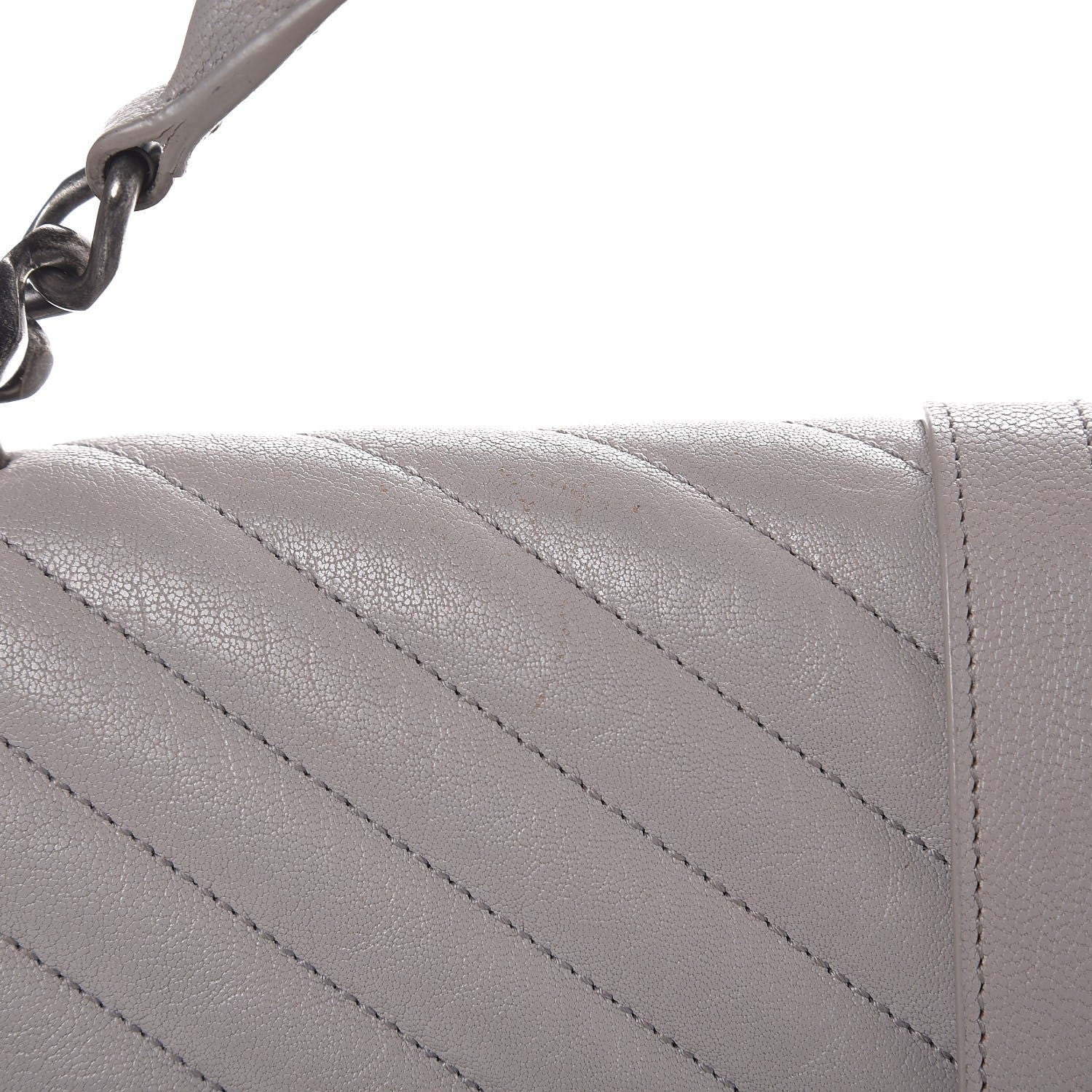 Saint Laurent Sheepskin Matelasse Chevron Monogram Large College Satchel Light Grey 7 of 14