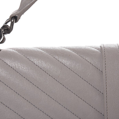 Saint Laurent Sheepskin Matelasse Chevron Monogram Large College Satchel Light Grey 7 of 14