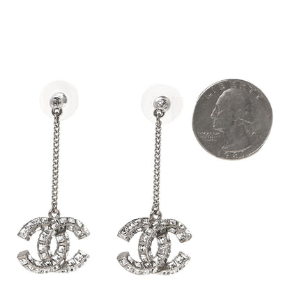 Chanel Baguette Crystal CC Drop Earrings Silver 2 of 4