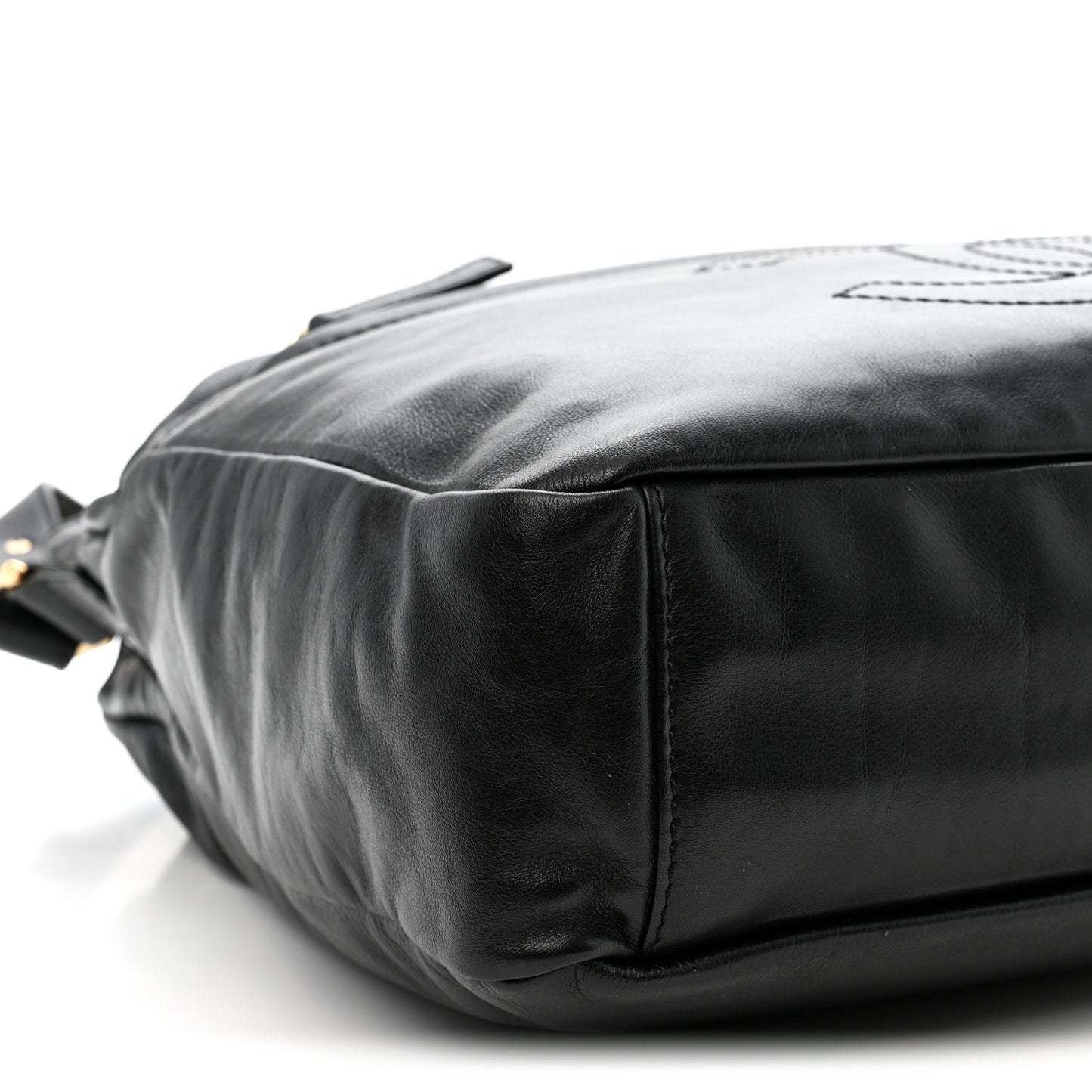 Glazed Calfskin Medium Rodeo Drive Tote Black