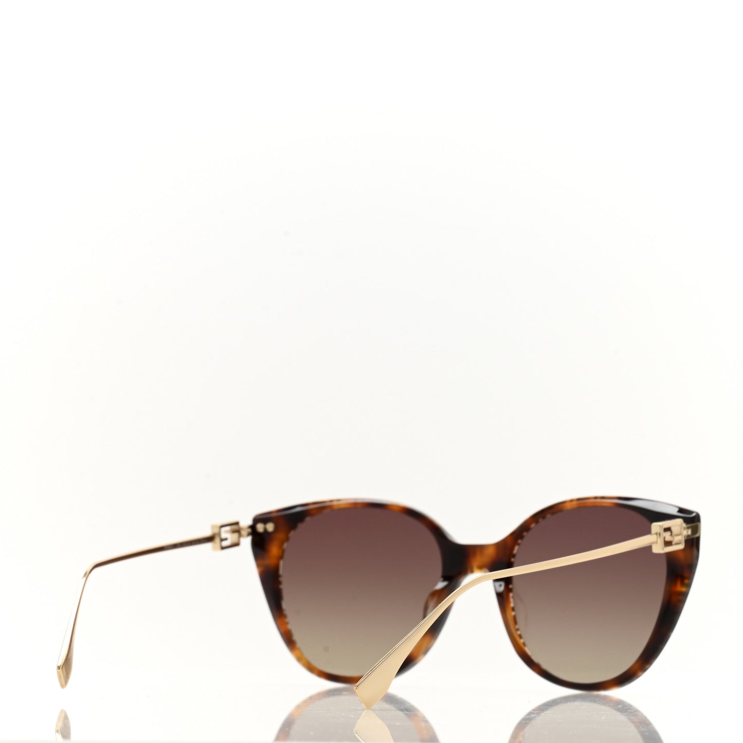 Metal Baguette Cat Eye Sunglasses FE400471 Havana