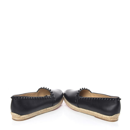 Christian Louboutin CHRISTIAN LOUBOUTIN Calfskin Spikes Ares Flat Espadrilles 38 Black 6 of 12