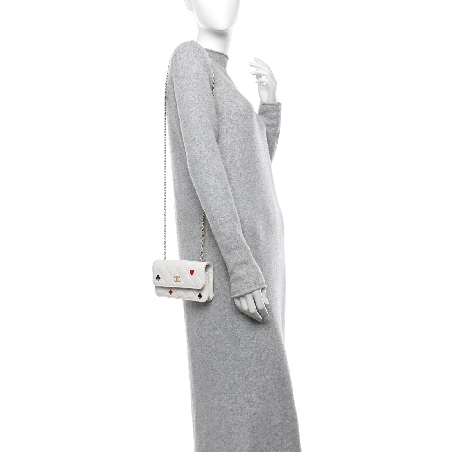 Chanel Caviar Quilted Enamel Coco Casino Flap Phone Holder With Chain White 2 of 12