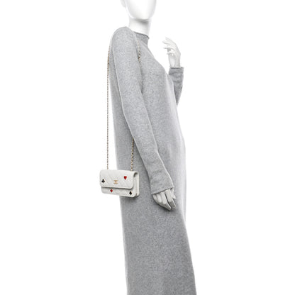 Chanel Caviar Quilted Enamel Coco Casino Flap Phone Holder With Chain White 2 of 12