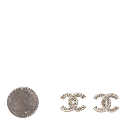 Chanel Crystal Timeless CC Earrings Light Gold 2 of 4