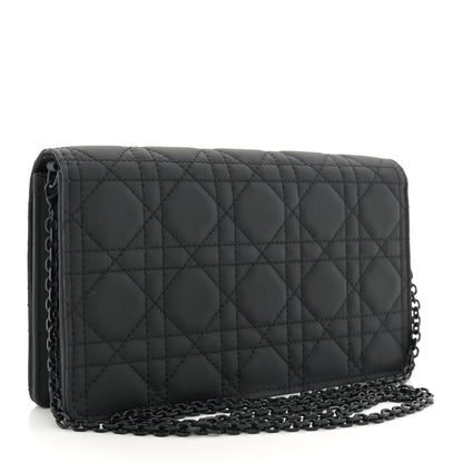 Christian Dior Ultra Matte Calfskin Cannage Lady Dior Clutch Black 4 of 13