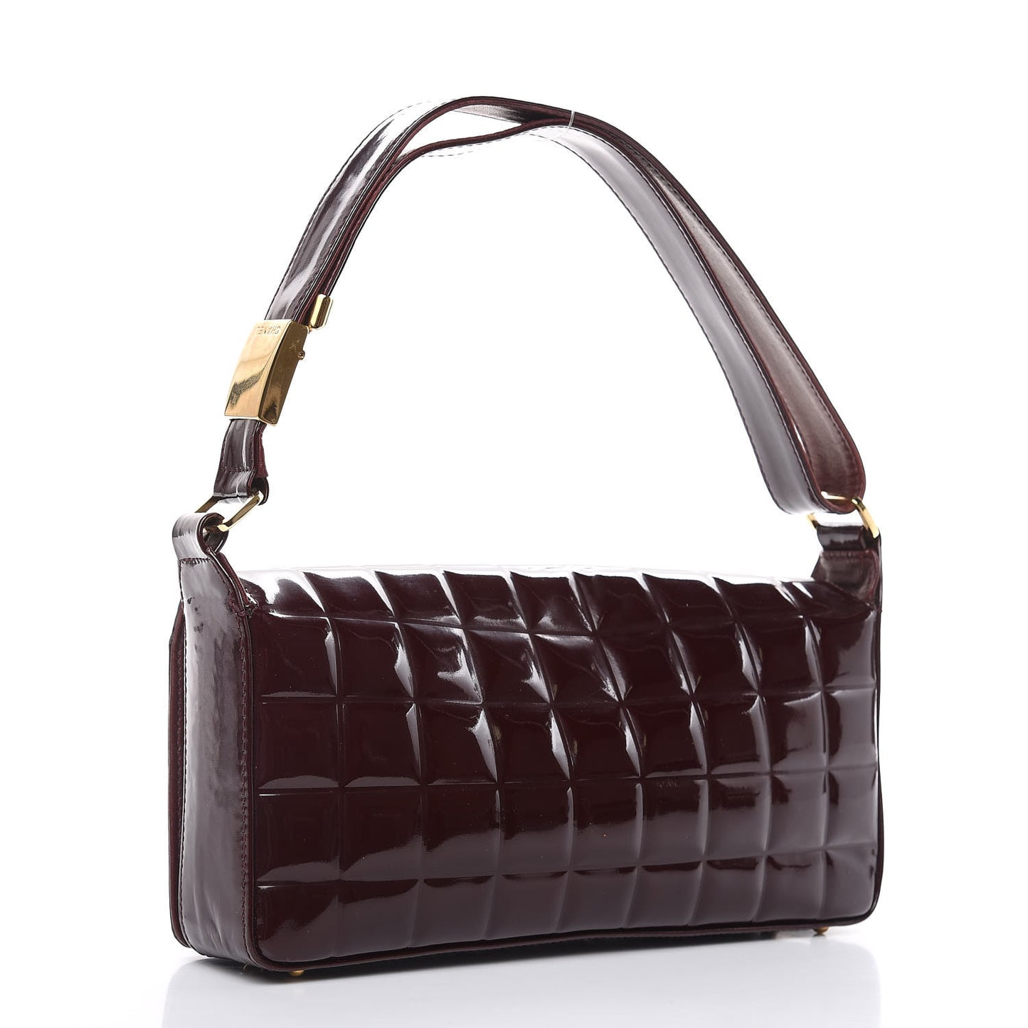 Patent Chocolate Bar Quilted CC Flap Burgundy