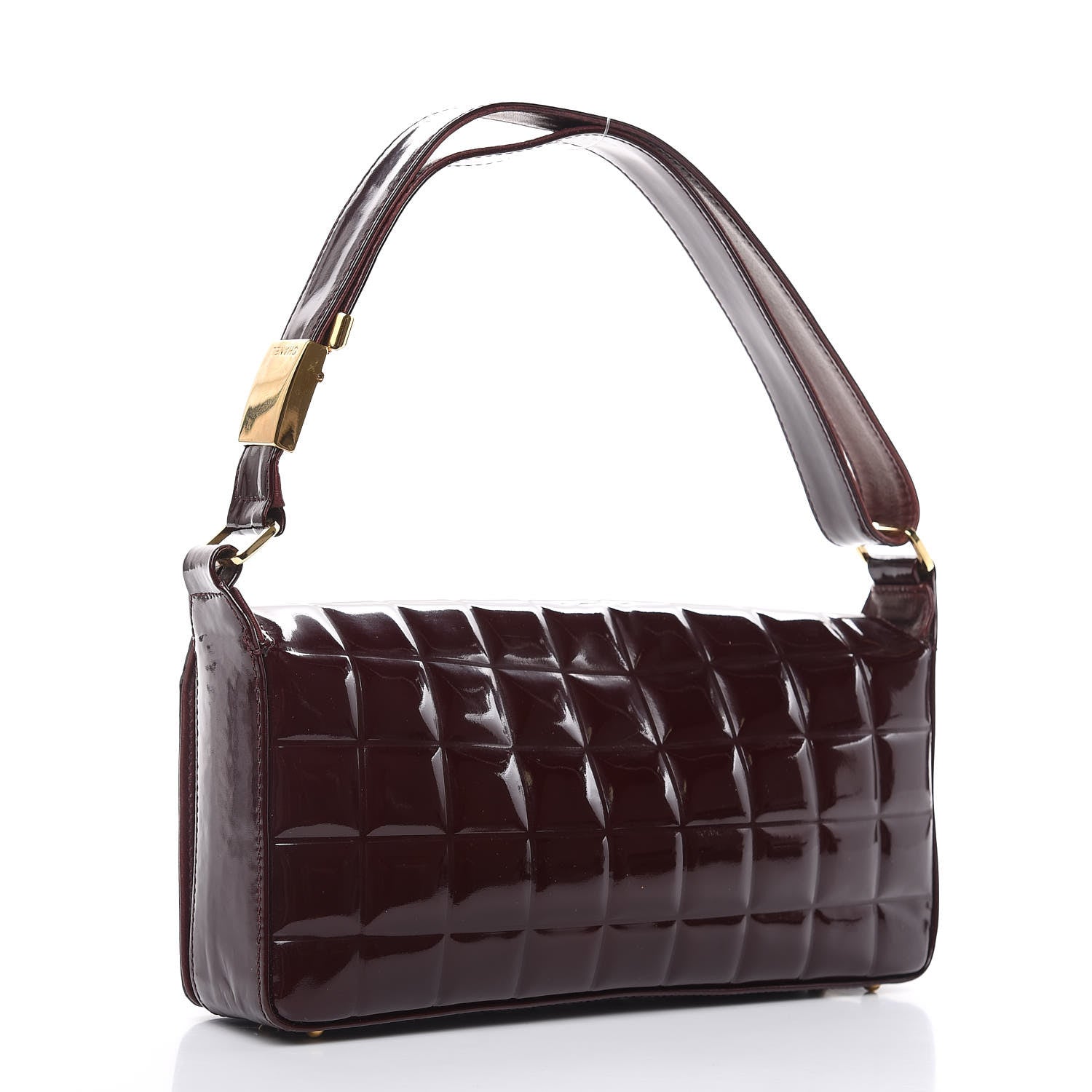 Chanel Patent Chocolate Bar Quilted CC Flap Burgundy 3 of 15