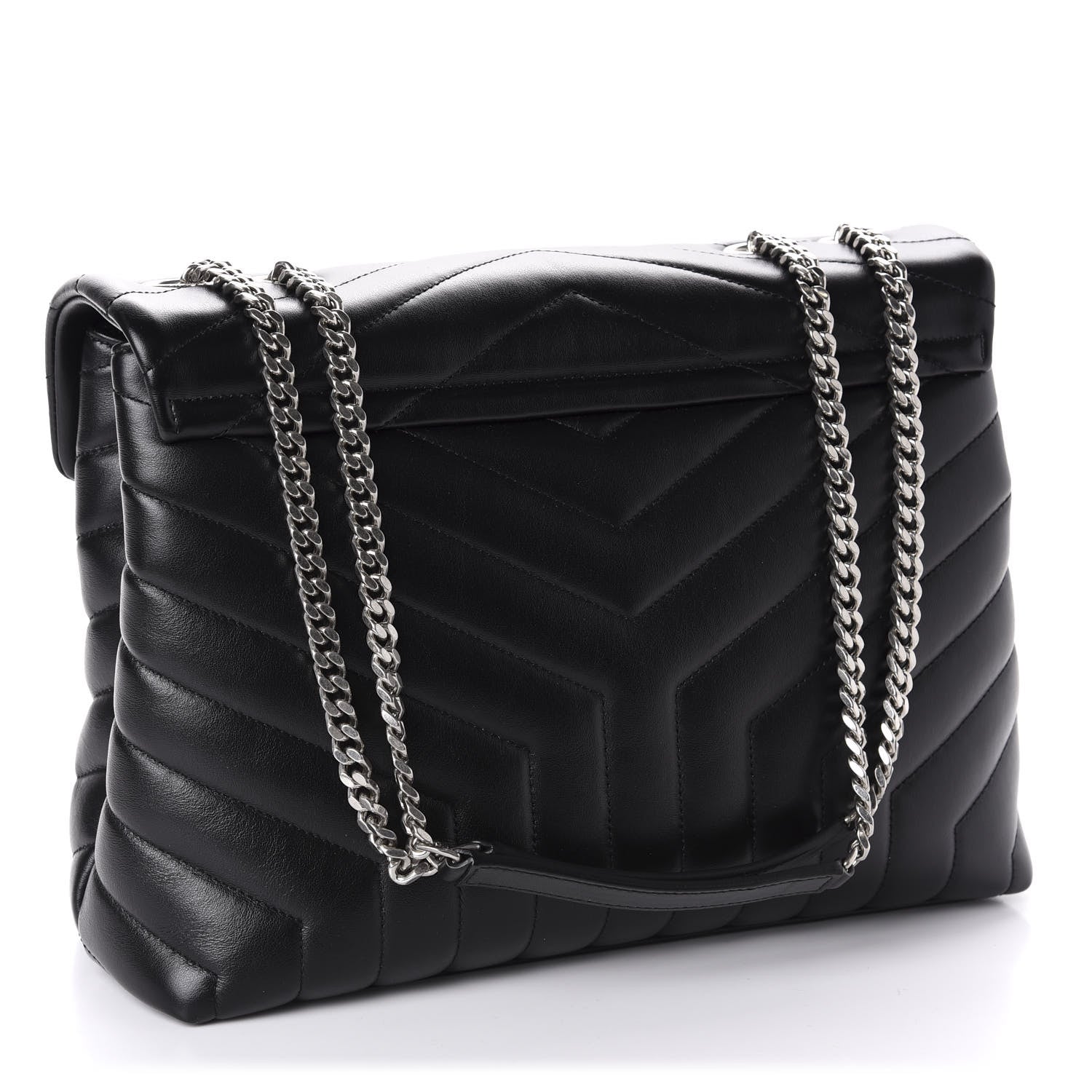 Saint Laurent Calfskin Y Quilted Monogram Medium Loulou Chain Satchel Black 3 of 11