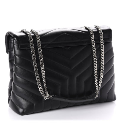 Saint Laurent Calfskin Y Quilted Monogram Medium Loulou Chain Satchel Black 3 of 11