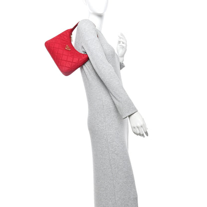 Prada Tessuto Nylon Impuntu Quilted Shoulder Bag Cherry 2 of 9