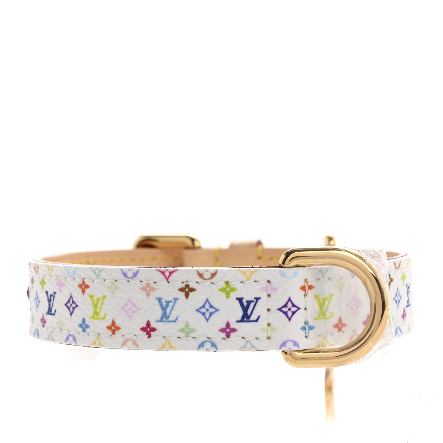 LV X TM Monogram Multicolor Dog Collar White