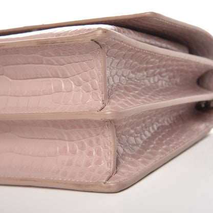 Saint Laurent Calfskin Crocodile Embossed Medium Monogram Sunset Powder Pink 8 of 8