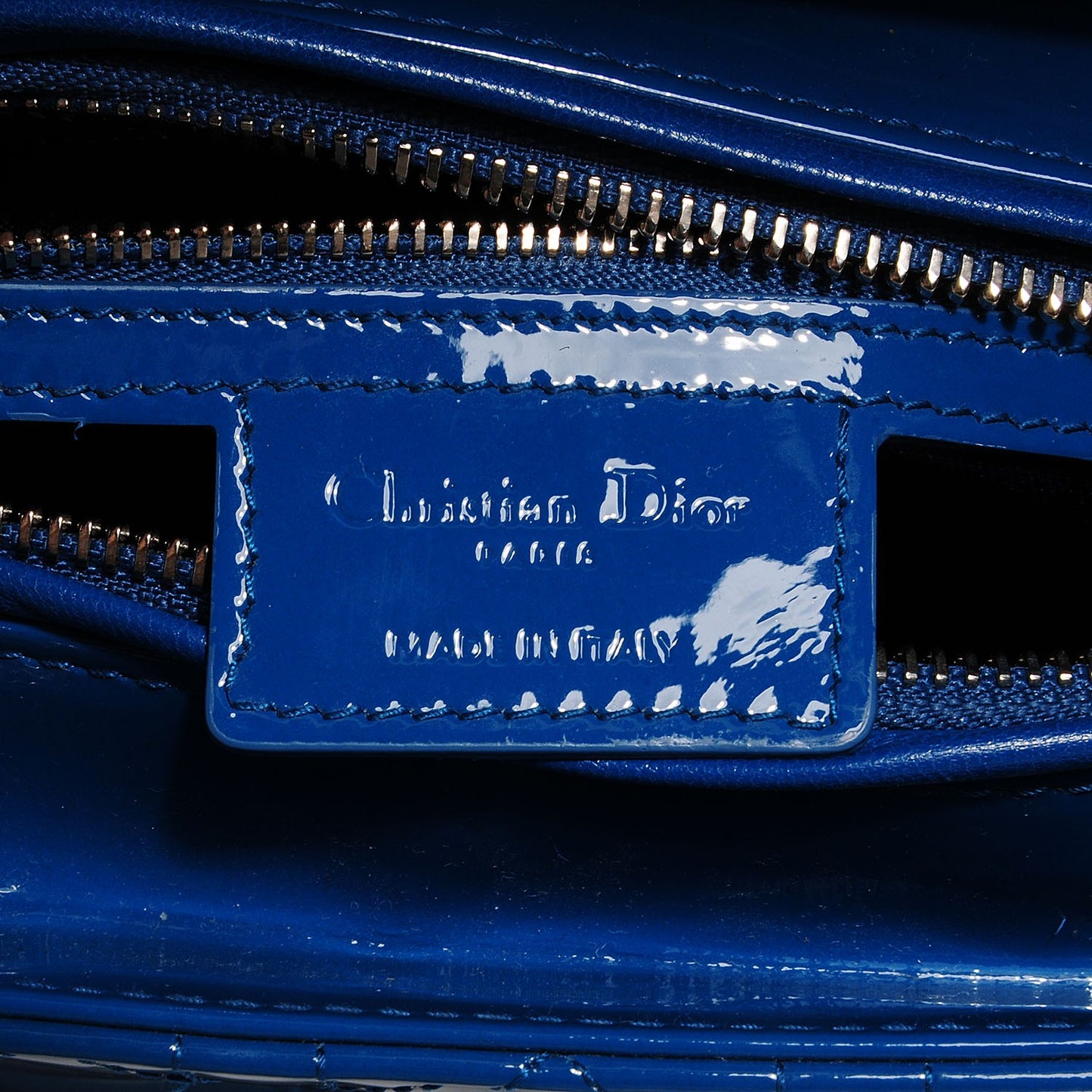 Patent Cannage Medium Lady Dior Cobalt