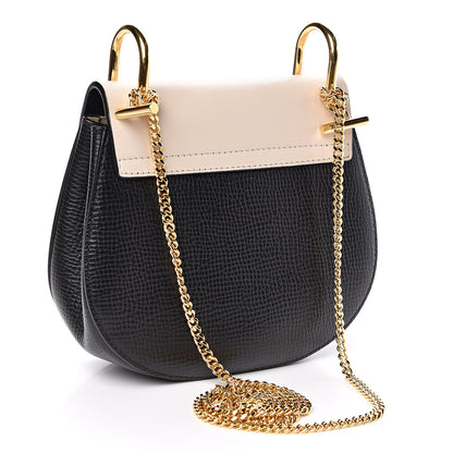 Chloe Grained Calfskin Lambskin Mini Bi-Color Drew Shoulder Bag Black Powder Beige 3 of 9