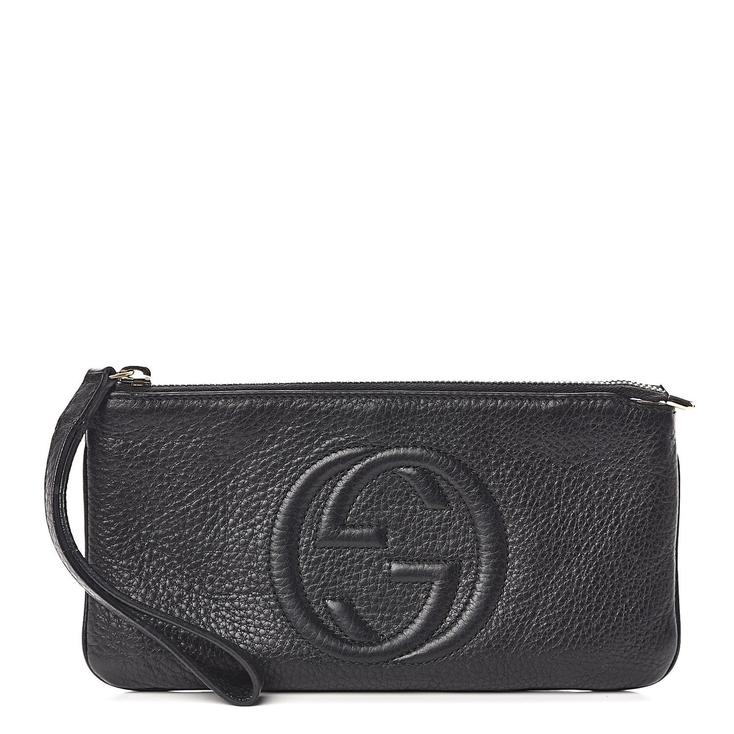 Pebbled Calfskin Soho Wristlet Black