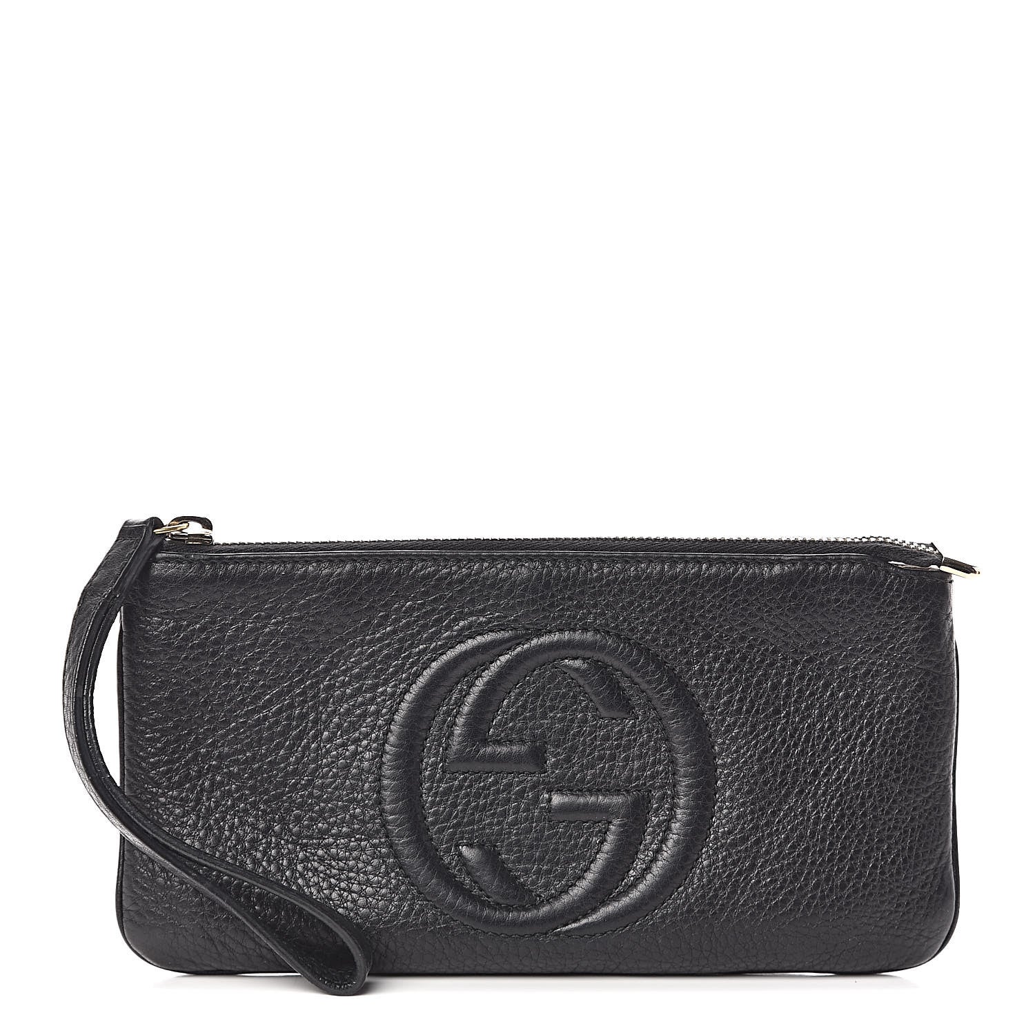 Gucci Pebbled Calfskin Soho Wristlet Black 1 of 8