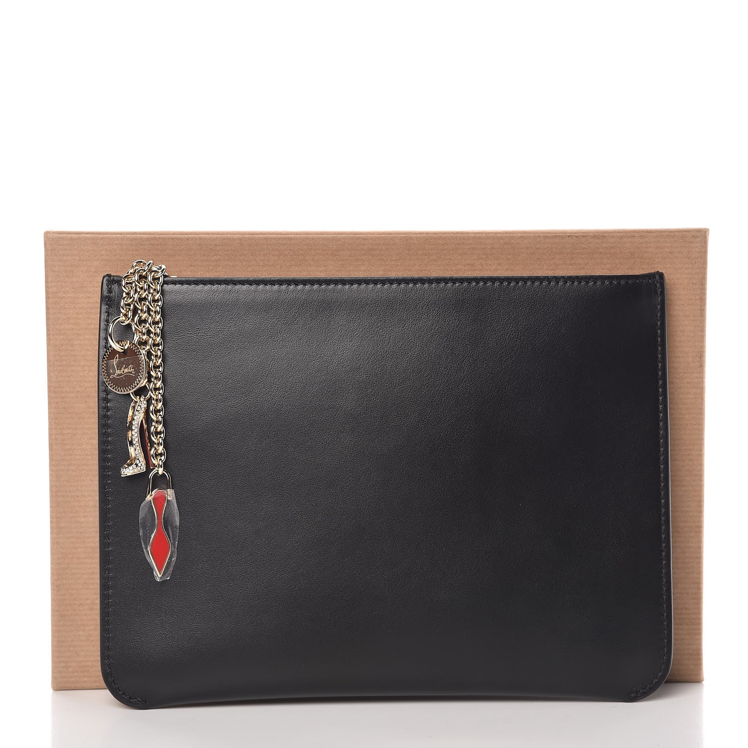 Christian Louboutin Calfskin Loubicute Charms Clutch Black 9 of 9
