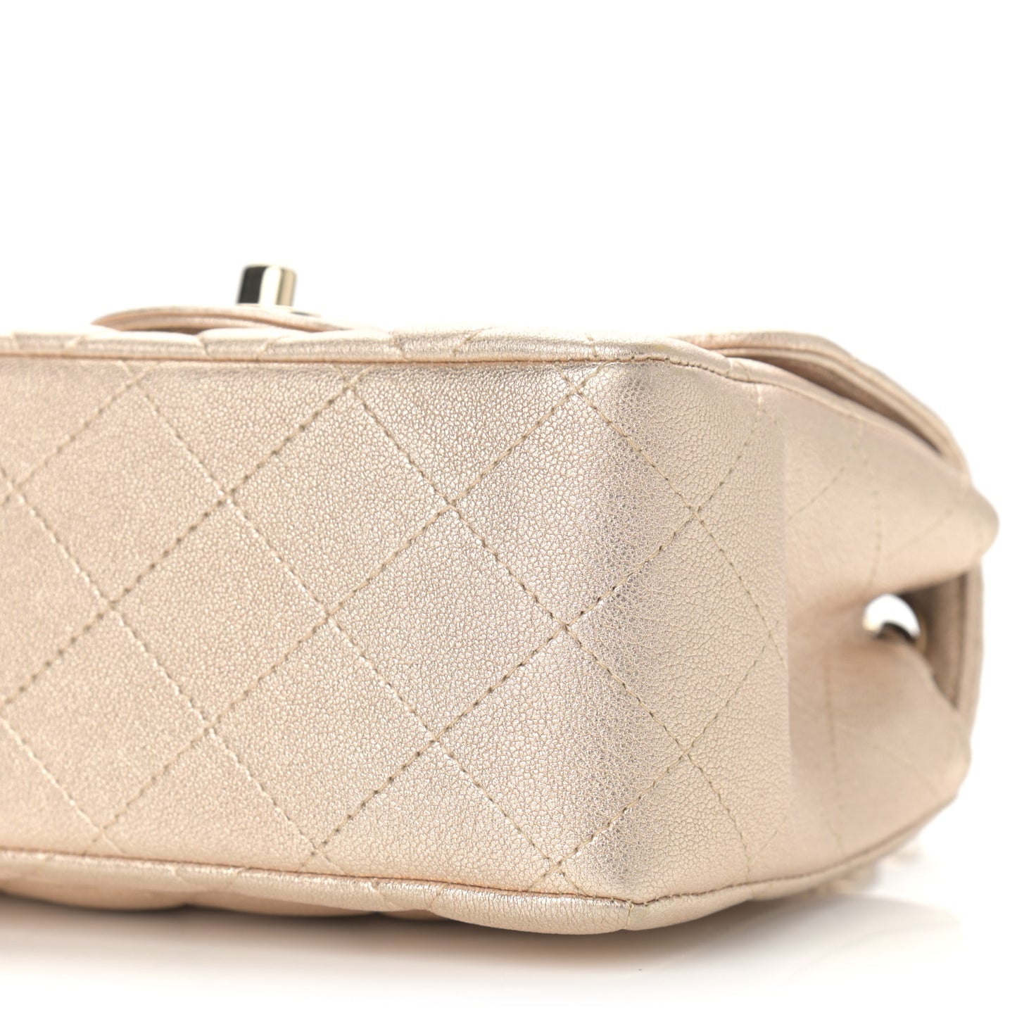 Metallic Lambskin Quilted Mini Square Flap Gold