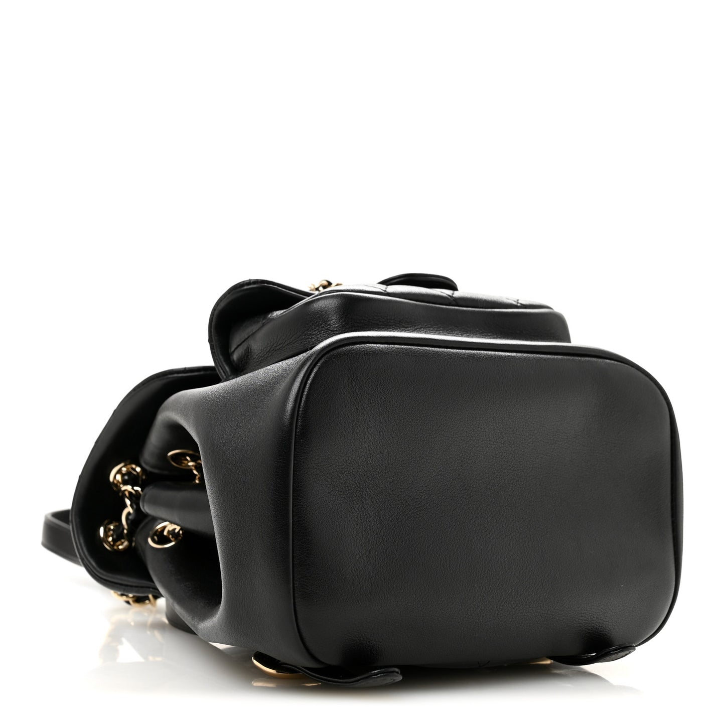 Lambskin Quilted Small Duma Drawstring Backpack Black