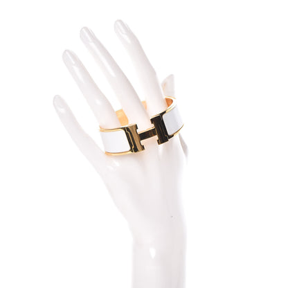 Hermes Enamel Wide Clic Clac H Bracelet PM White 2 of 6