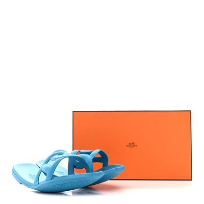 Hermes Rubber Aloha Sandals 38 Bleu Vif 9 of 9