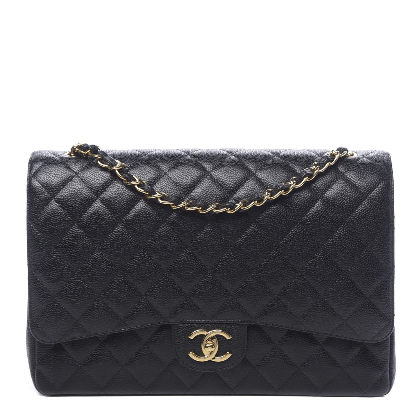 Caviar Quilted Maxi Double Flap Black
