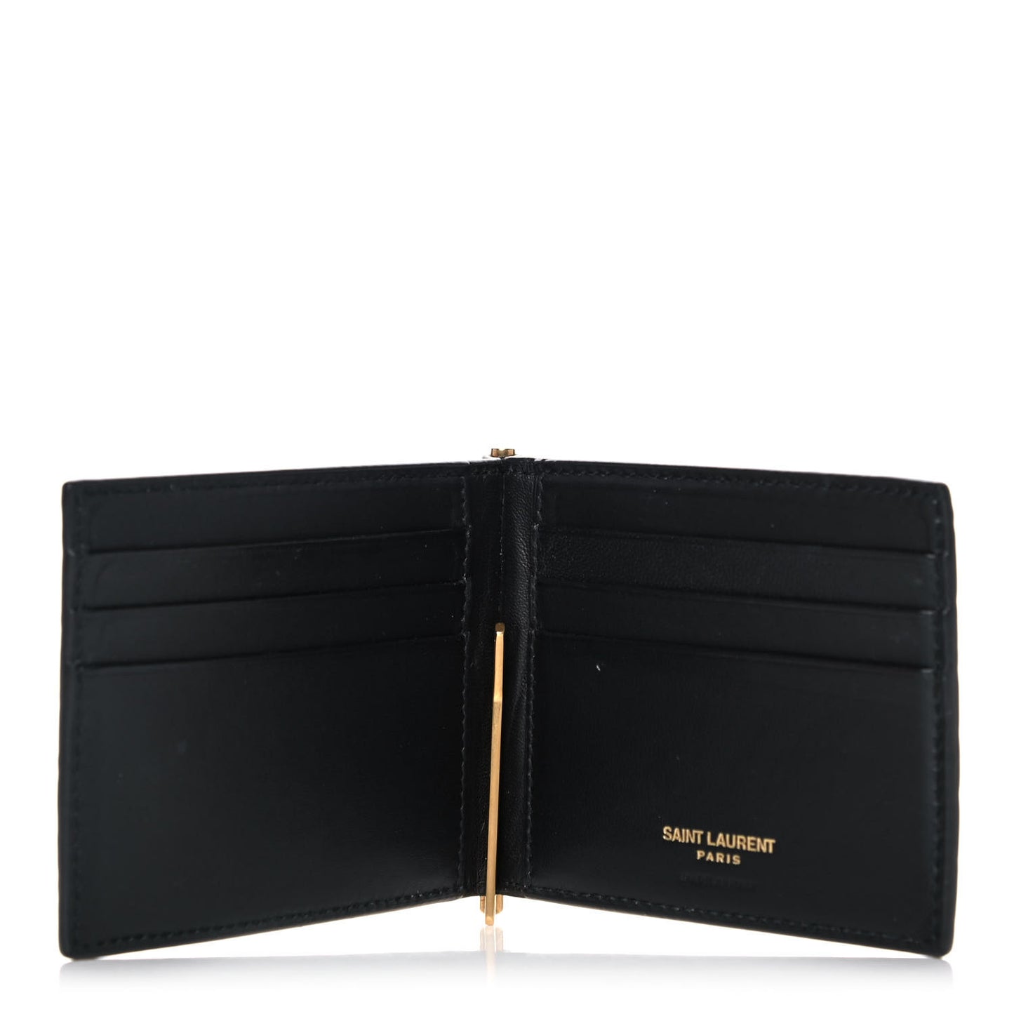Calfskin Crocodile Embossed Tiny Monogram Bill Clip Wallet Black