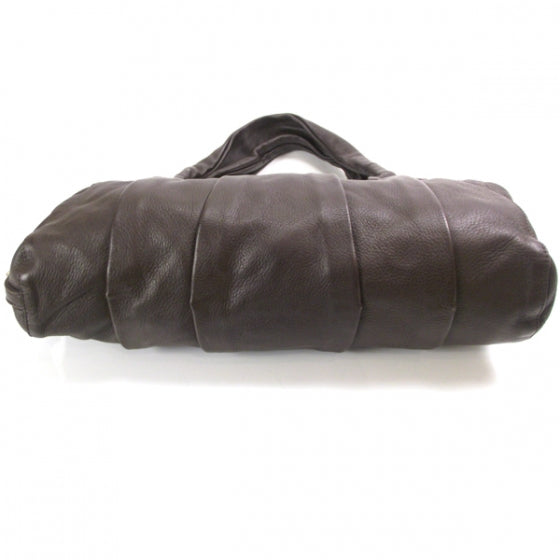 Valentino Garavani Leather Pleated Satchel Brown 4 of 8