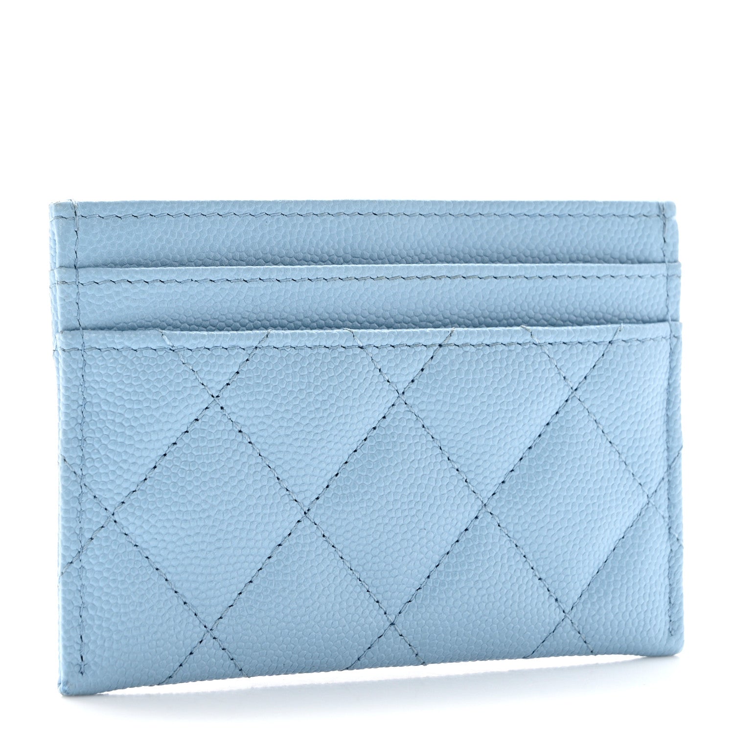Chanel Caviar Quilted Crystal Card Holder Light Blue 4 of 9