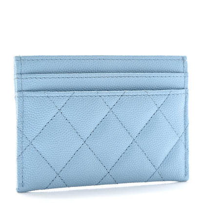 Chanel Caviar Quilted Crystal Card Holder Light Blue 4 of 9