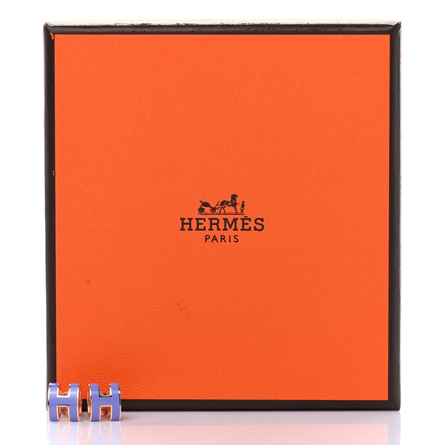 Hermes Rose Gold Lacquered Mini Pop H Earrings Lilac 7 of 7