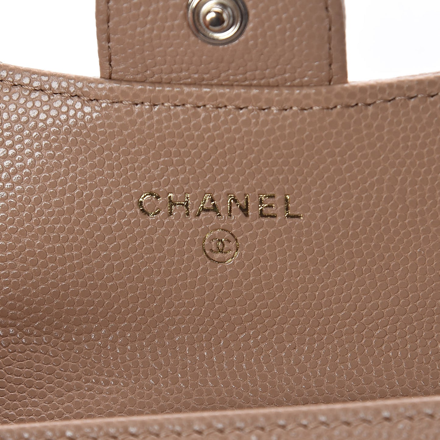 Caviar Quilted Flap Card Holder Wallet Beige