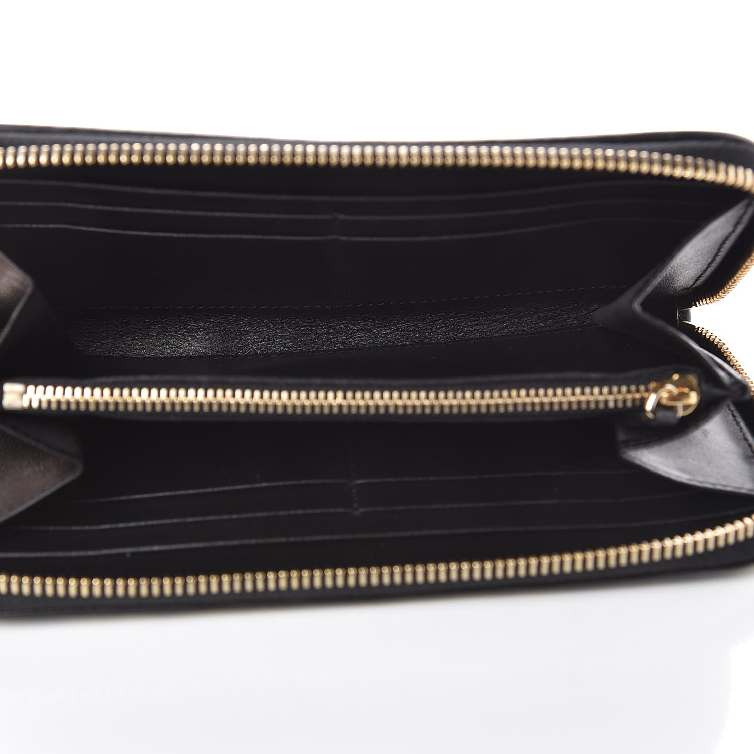 Versace Calfskin Barocco Print Zip Around Wallet Black Gold 5 of 6