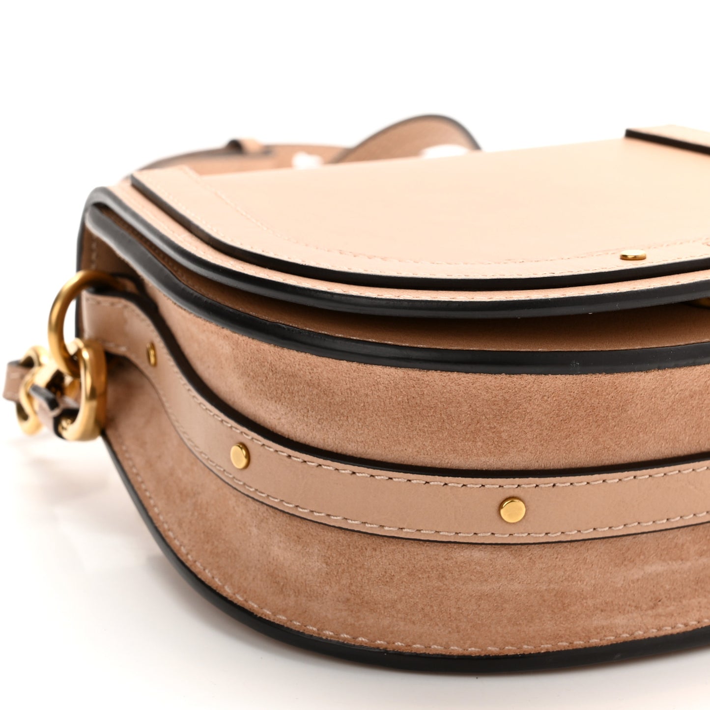 Calfskin Suede Small Nile Bracelet Bag Biscotti Beige
