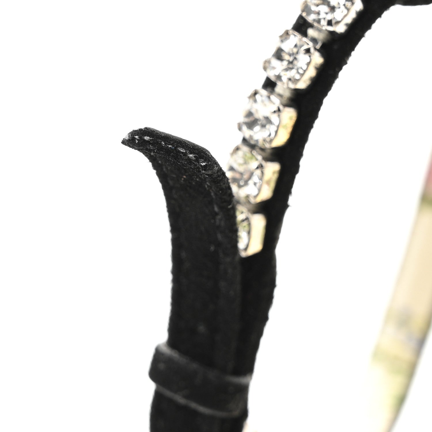Gucci Kid Scamosciato Crystal Ankle Strap High Heel Sandals 36.5 Black 10 of 10