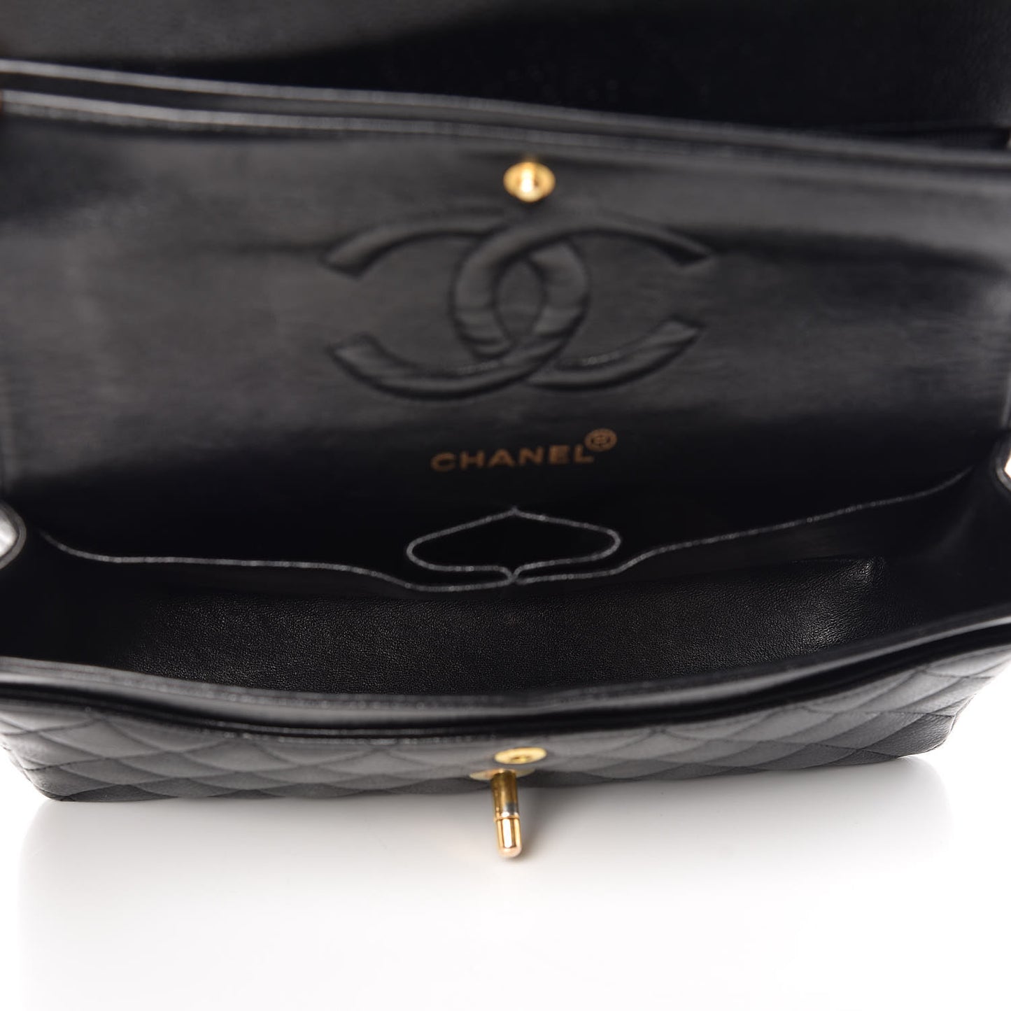 Caviar Quilted Medium Double Flap Black