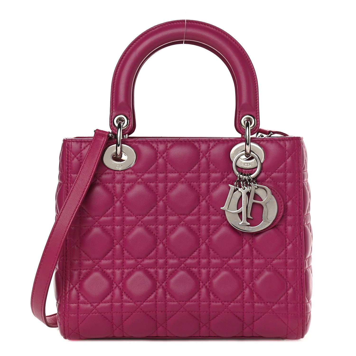Christian Dior Lambskin Cannage Medium Lady Dior Fuchsia 1 of 9