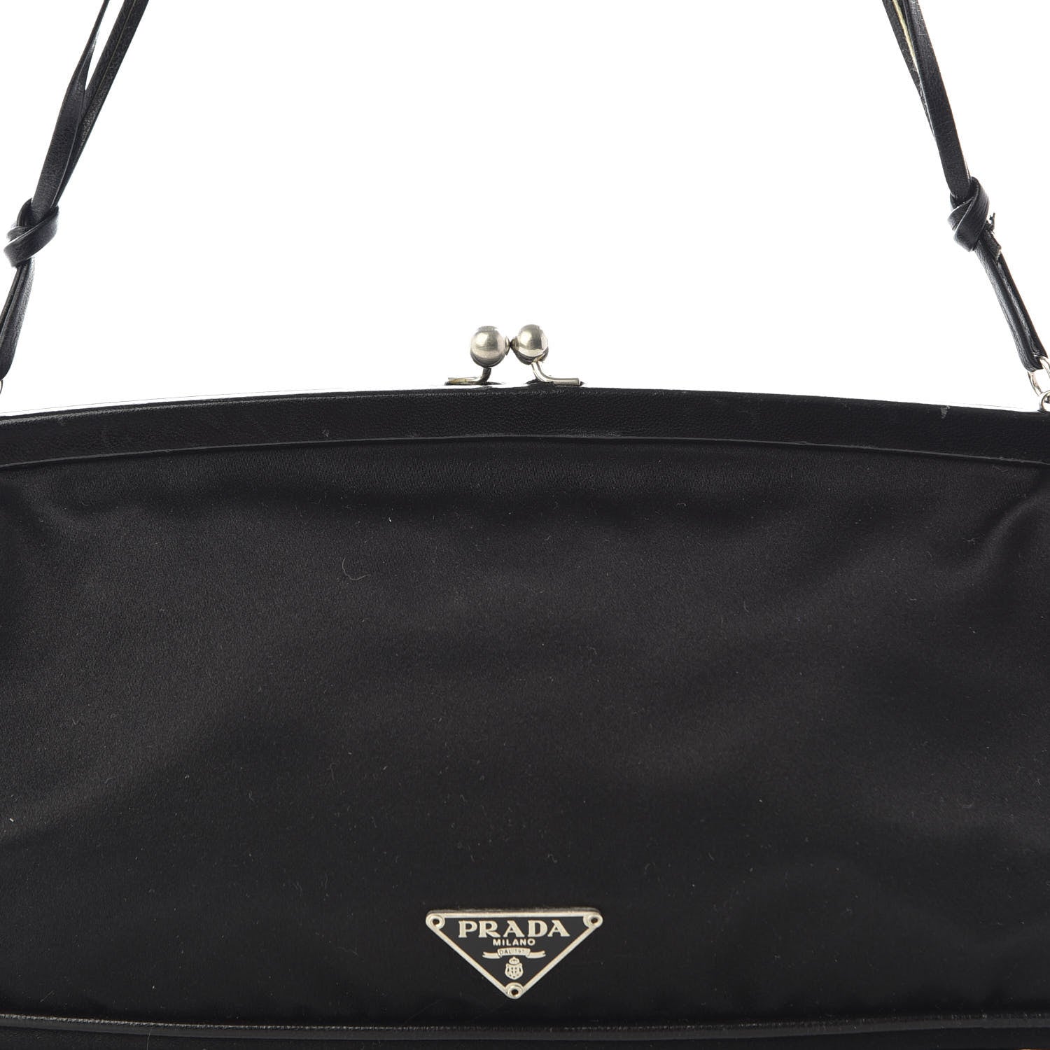 Prada Tessuto Nylon Kisslock Shoulder Bag Black 581321 – FASHIONPHILE