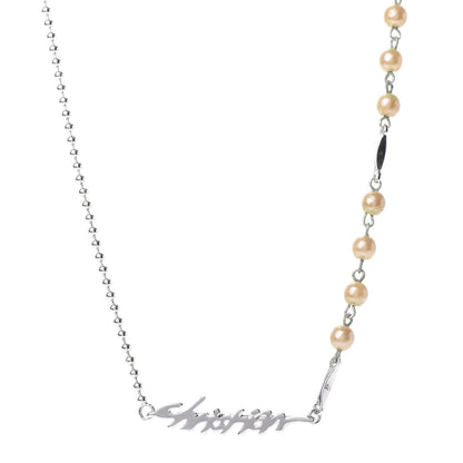 Christian Dior Pearl Logo Necklace Silver 1 of 4