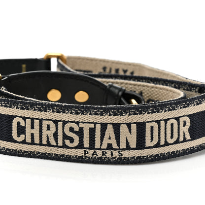 Christian Dior Canvas Embroidered Shoulder Strap Black White 5 of 6