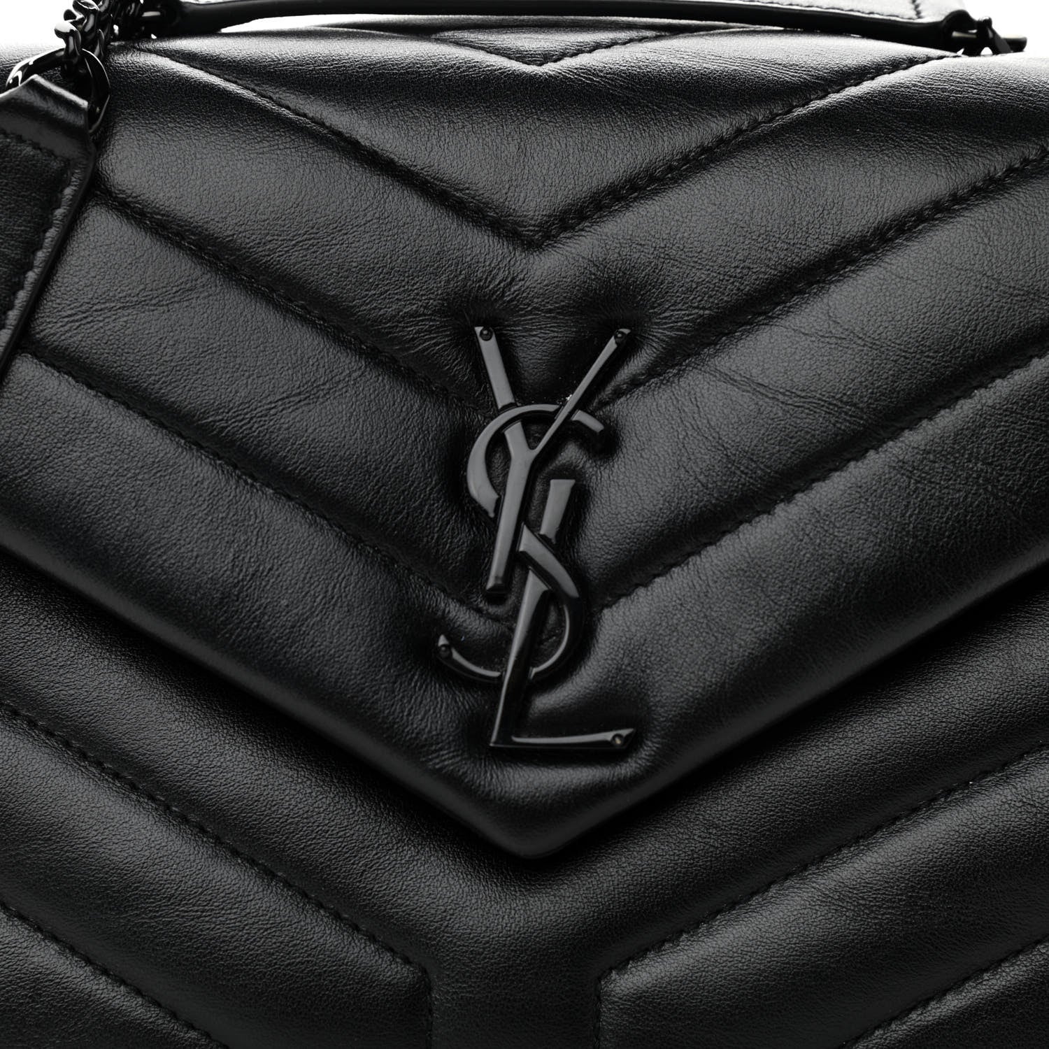 Saint Laurent Calfskin Y Quilted Monogram Small Loulou Chain Satchel Black 7 of 10