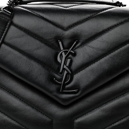 Saint Laurent Calfskin Y Quilted Monogram Small Loulou Chain Satchel Black 7 of 10