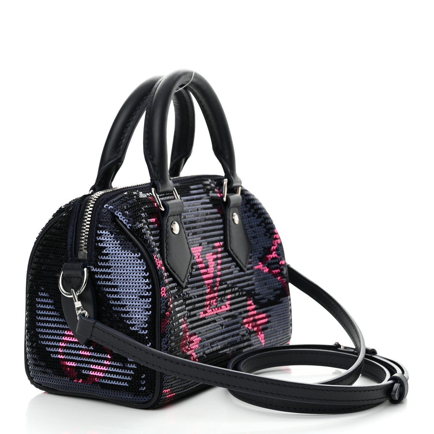 Louis Vuitton Giant Monogram Sequins Speedy Bandouliere 18 Navy Fuchsia 3 of 9