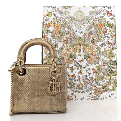 Christian Dior Metallic Snakeskin Mini Lady Dior Light Gold Multi 11 of 11