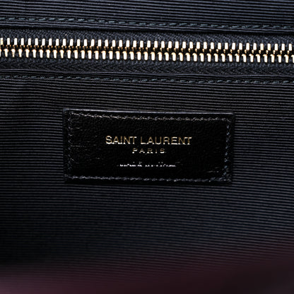 Saint Laurent Grain De Poudre Matelasse Chevron Large Monogram Satchel Rouge Legion 6 of 10