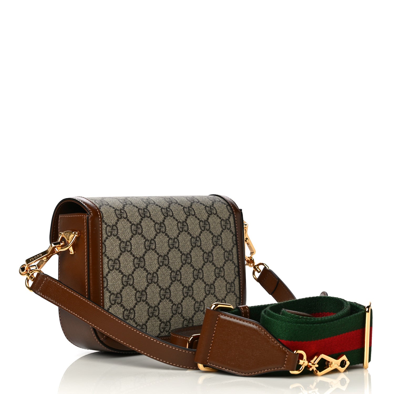 Gucci GG Supreme Monogram Web Mini Horsebit 1955 Shoulder Bag Beige Brown Sugar 3 of 13