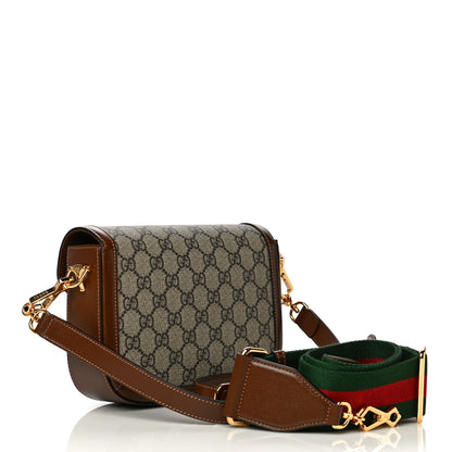 Gucci GG Supreme Monogram Web Mini Horsebit 1955 Shoulder Bag Beige Brown Sugar 3 of 13
