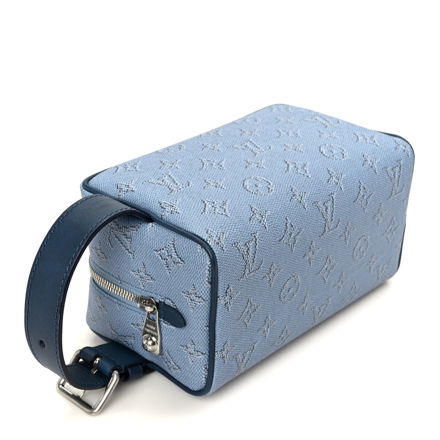 Louis Vuitton ダークブルーデニム ほぼ新品、試着程度保管品！ Louis Vuitton Monogram Heritage Locker Dopp Kit Toilet Pouch Blue