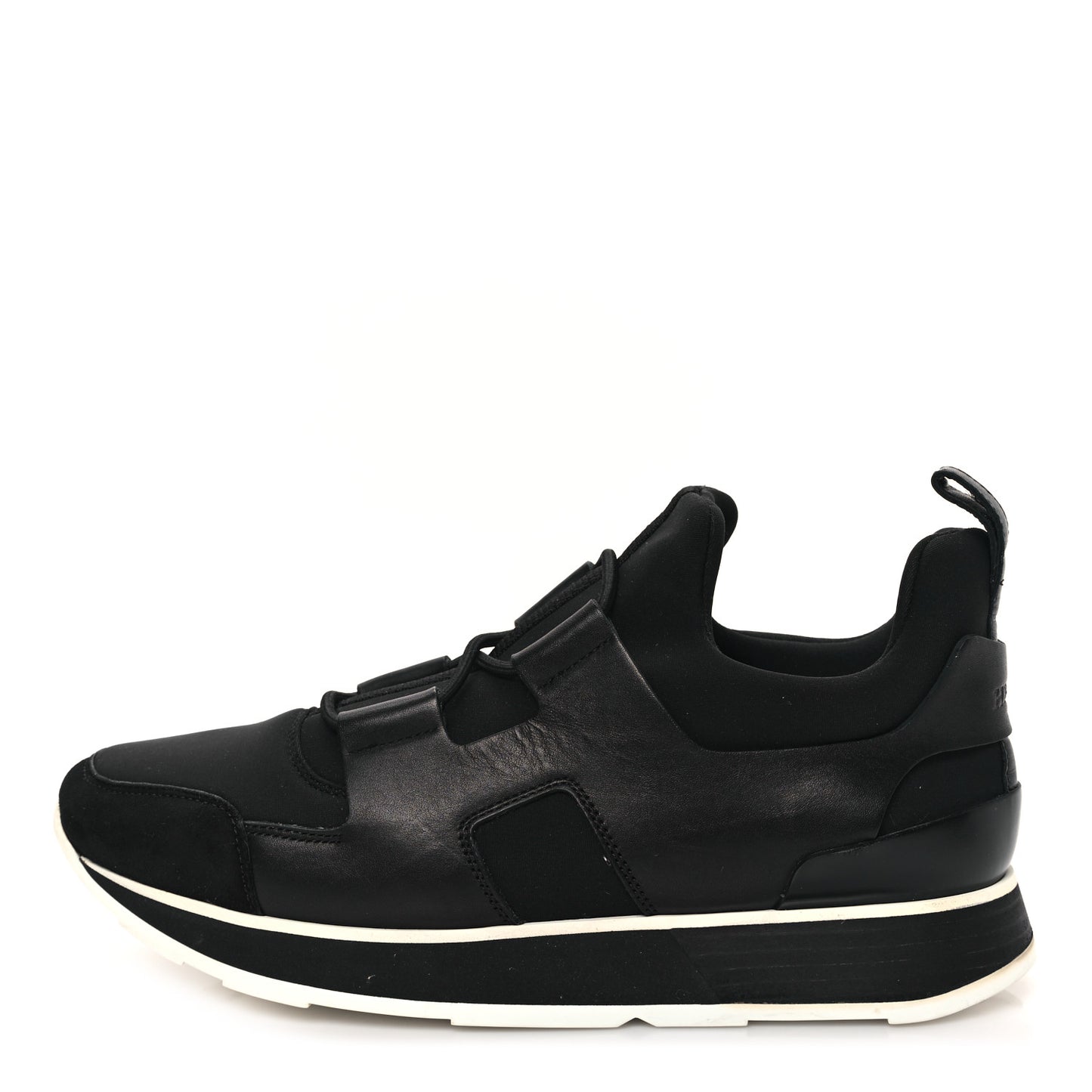 Technical Canvas Calfskin Goatskin Womens Player Sneakers 36 Black